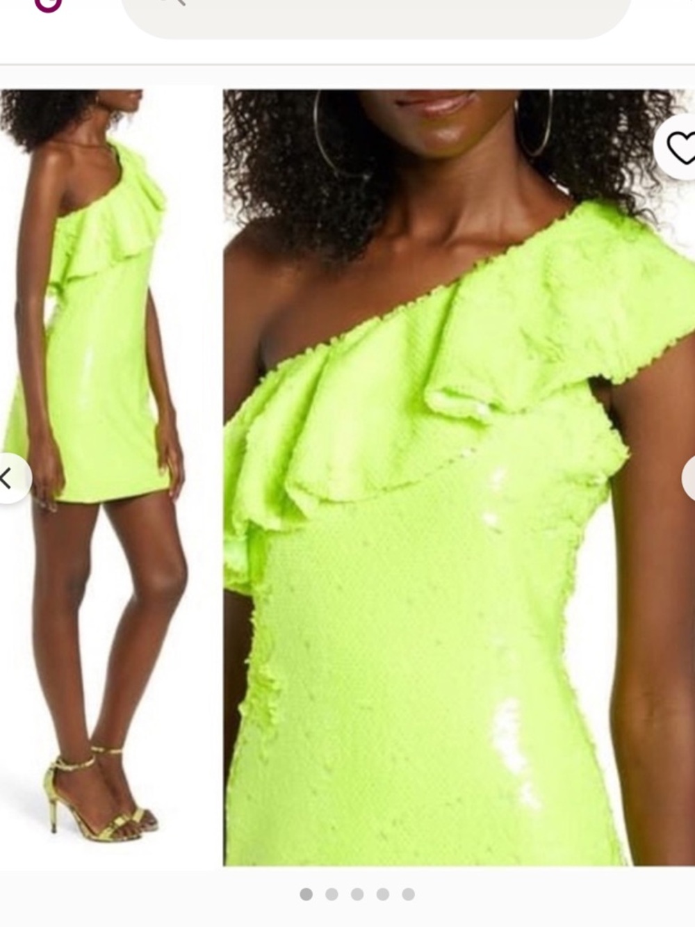 Leith Neon yellow green sorbet Lime One-Shoulder Sequin Mini Dress S